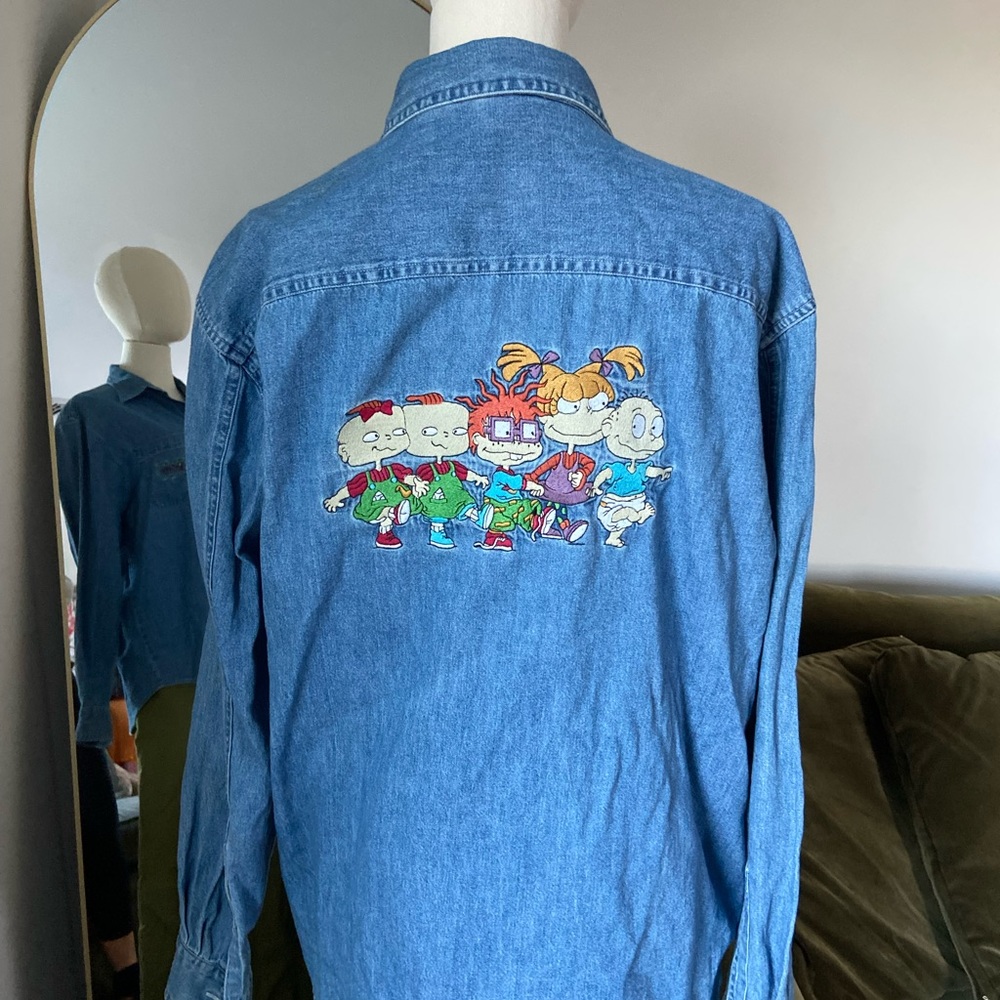 Vintage Y2K Embroidered Rugrats Denim Shirt